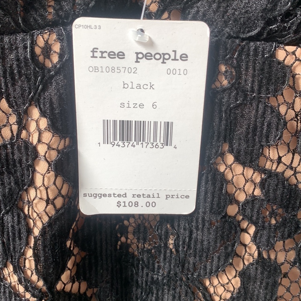 NWT Free People Dangerous Love Floral Lace mini dress Goth black size 6 - Picture 6 of 10